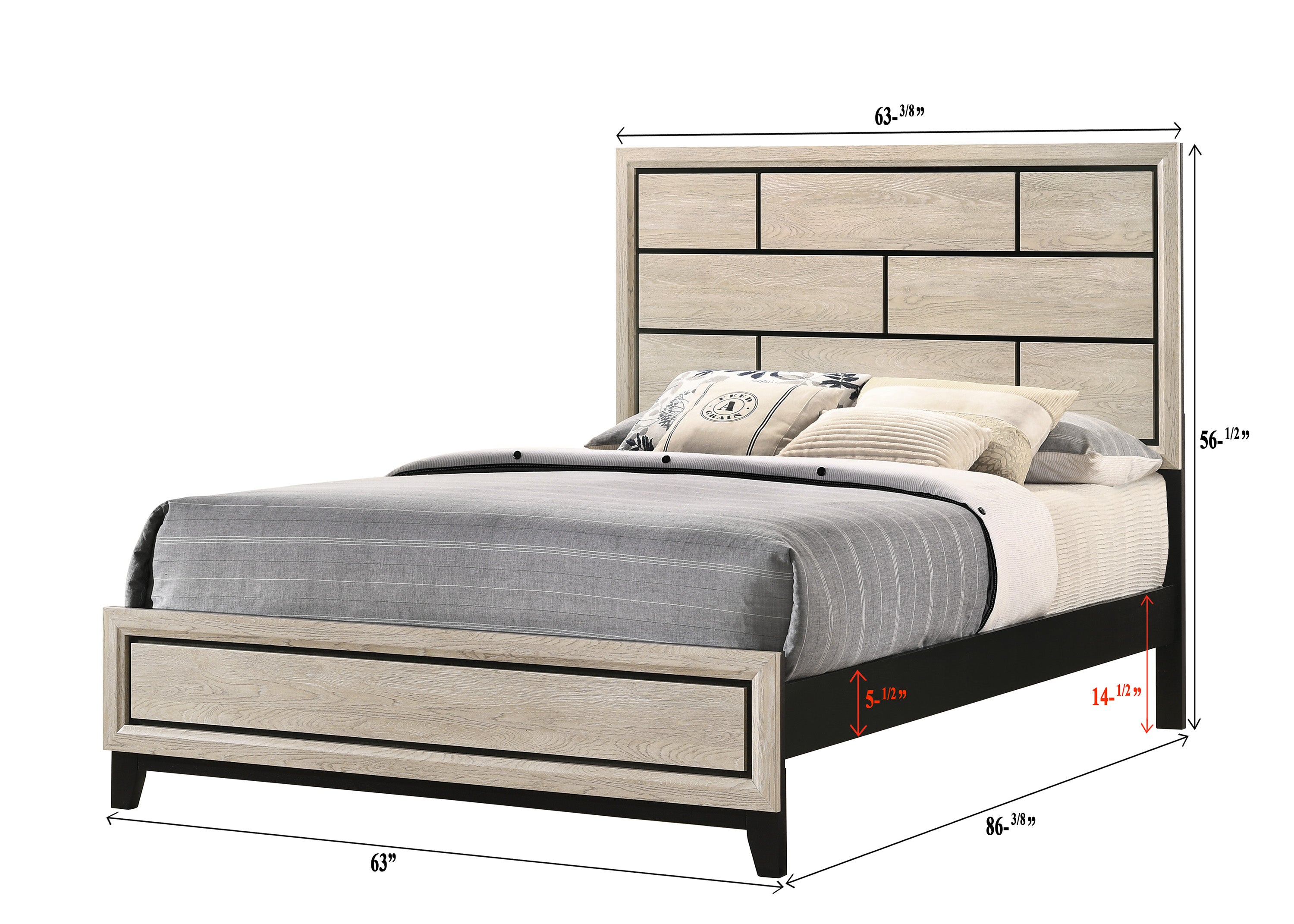 Akerson Driftwood Queen Panel Bed - SET | B4630-Q-HBFB | B4630-KQ-RAIL - Bien Home Furniture & Electronics
