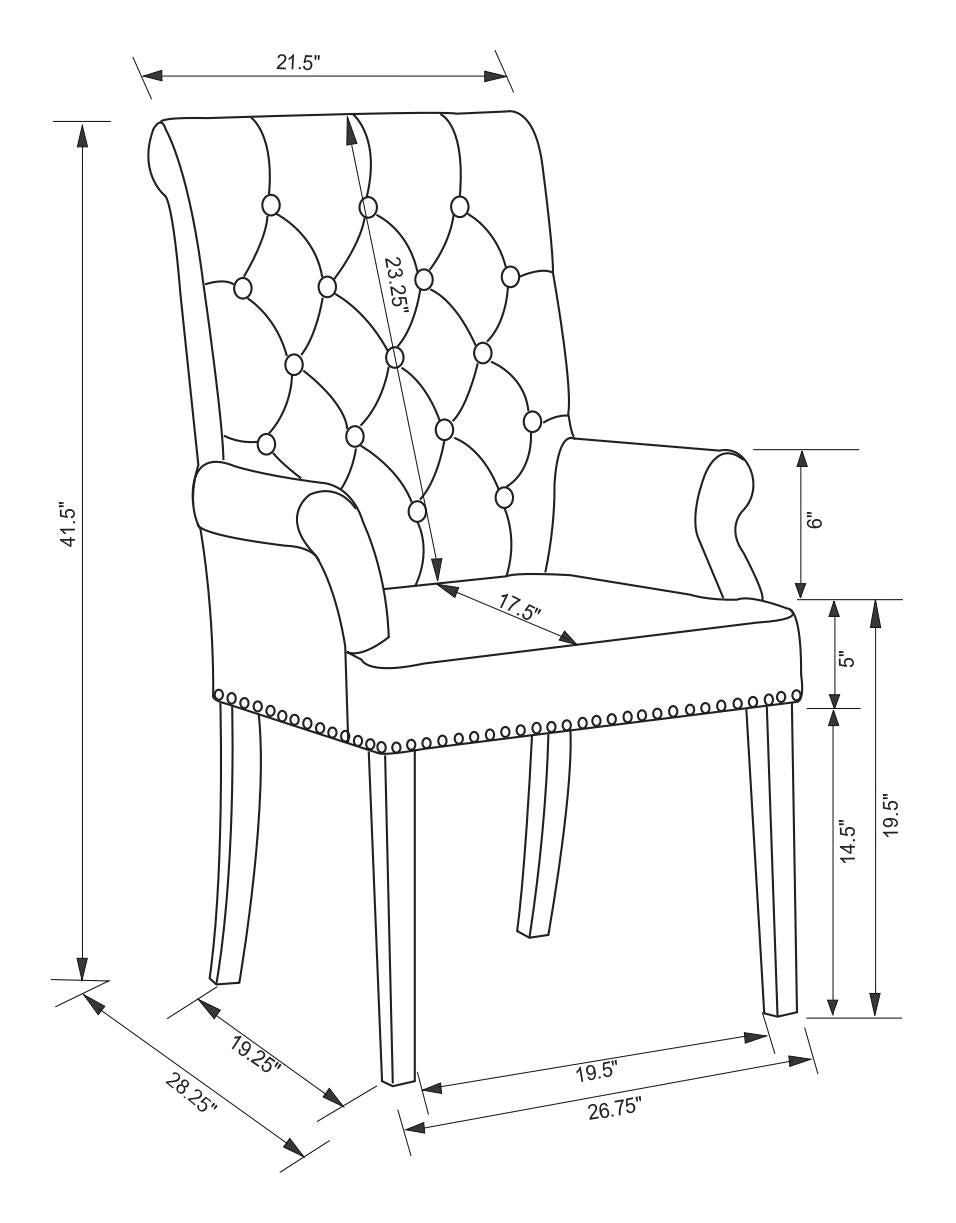 Alana Upholstered Tufted Arm Chair with Nailhead Trim - 115173 - Bien Home Furniture & Electronics