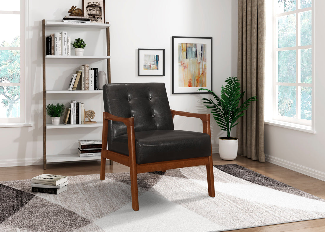 Alby Dark Brown Faux Leather Accent Chair - 1050DB-1 - Bien Home Furniture &amp; Electronics