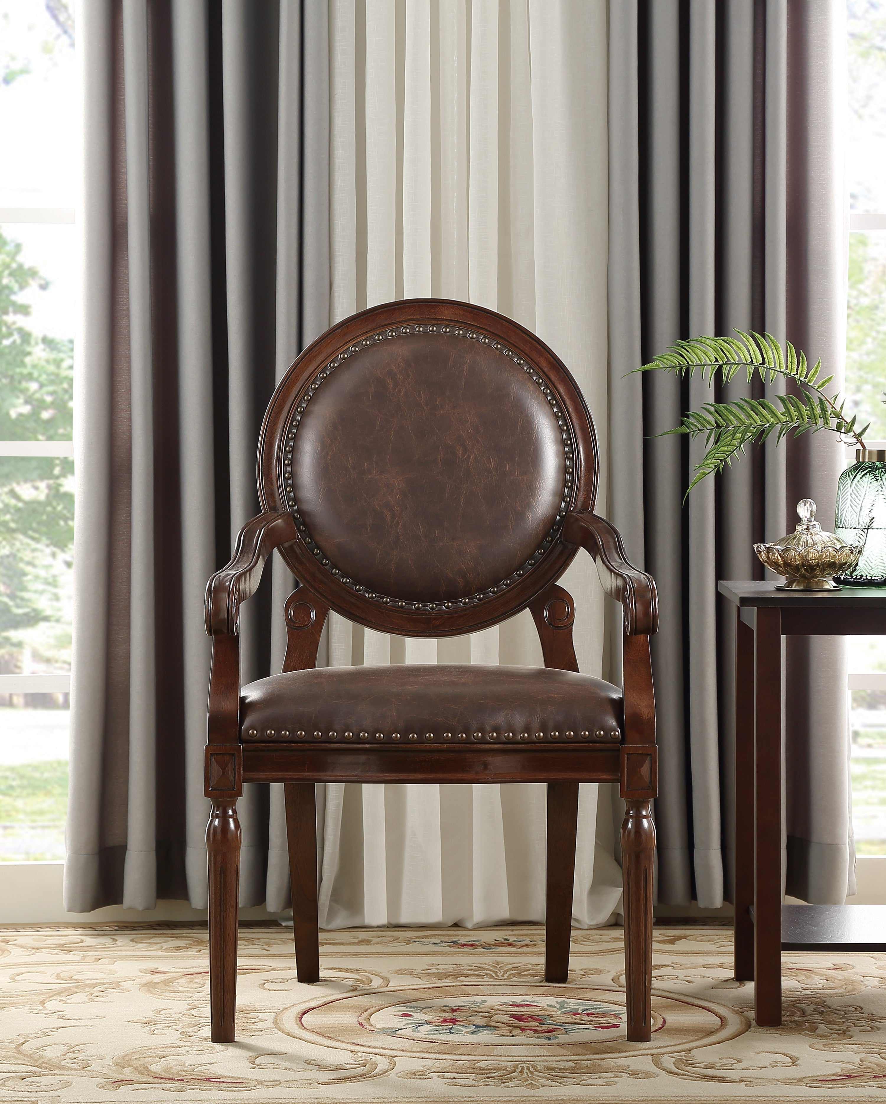 Aldermont Dark Brown Faux Leather Desk Chair - 4524DBR - Bien Home Furniture &amp; Electronics