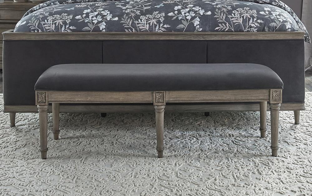 Alderwood French Gray Upholstered Bedroom Bench - 223126 - Bien Home Furniture &amp; Electronics