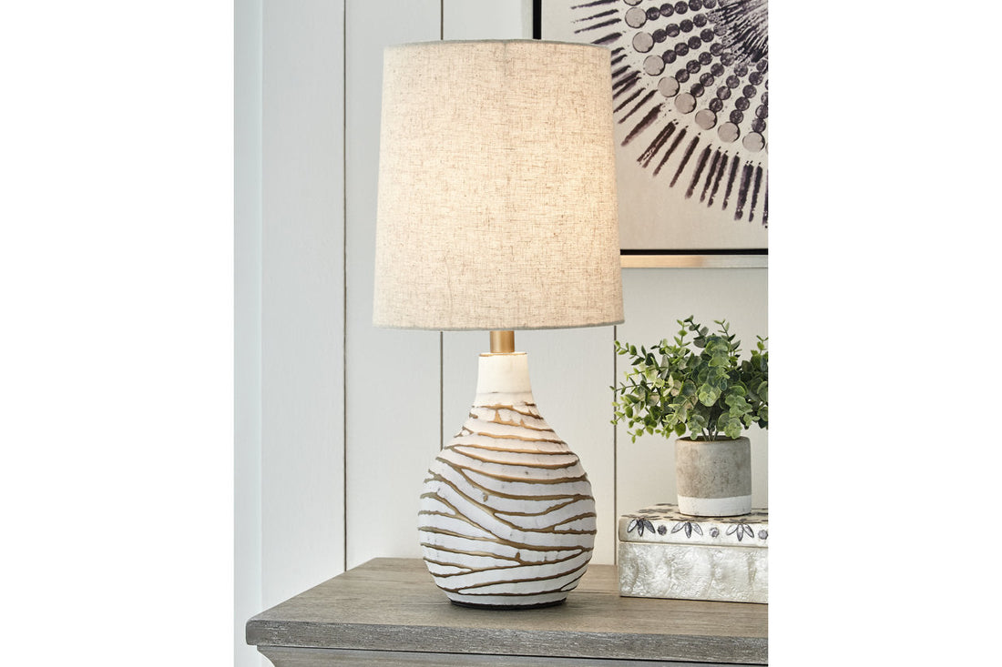Aleela White/Gold Finish Table Lamp - L204194 - Bien Home Furniture &amp; Electronics