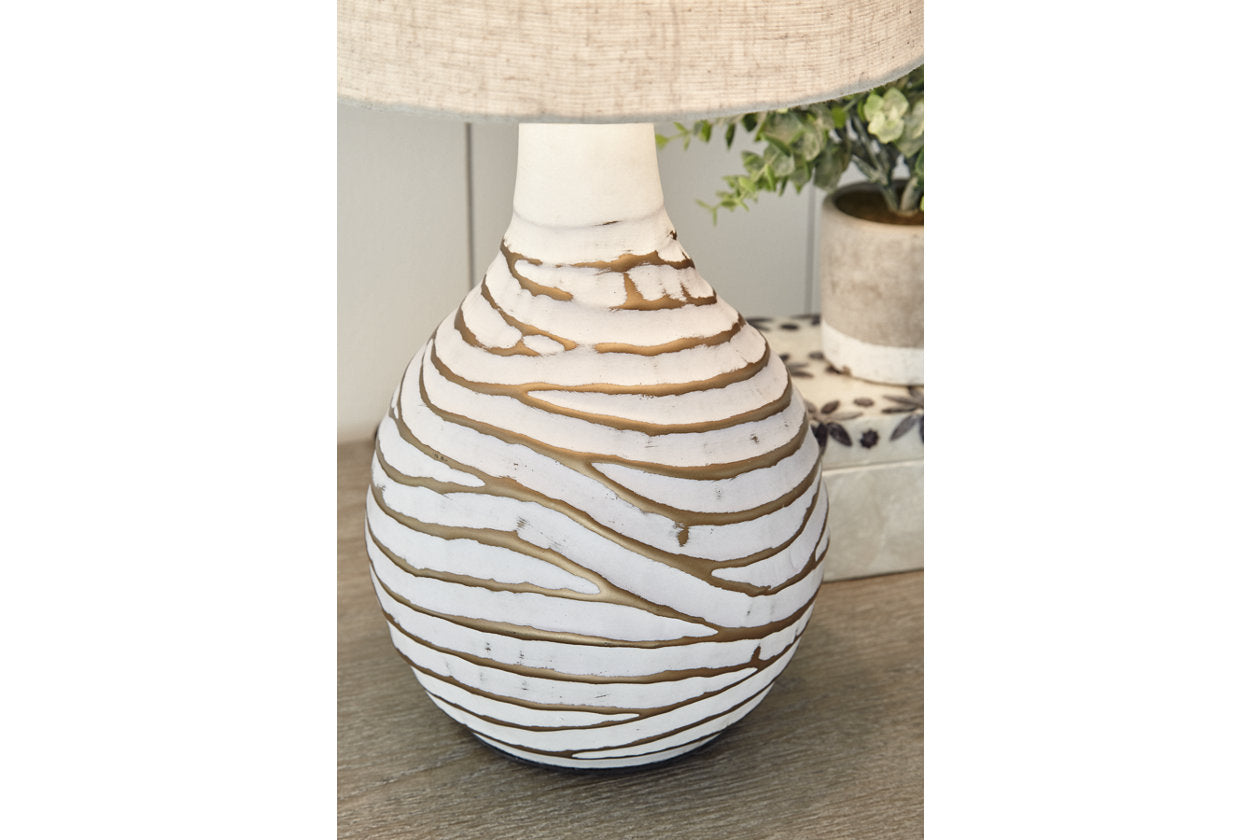 Aleela White/Gold Finish Table Lamp - L204194 - Bien Home Furniture & Electronics