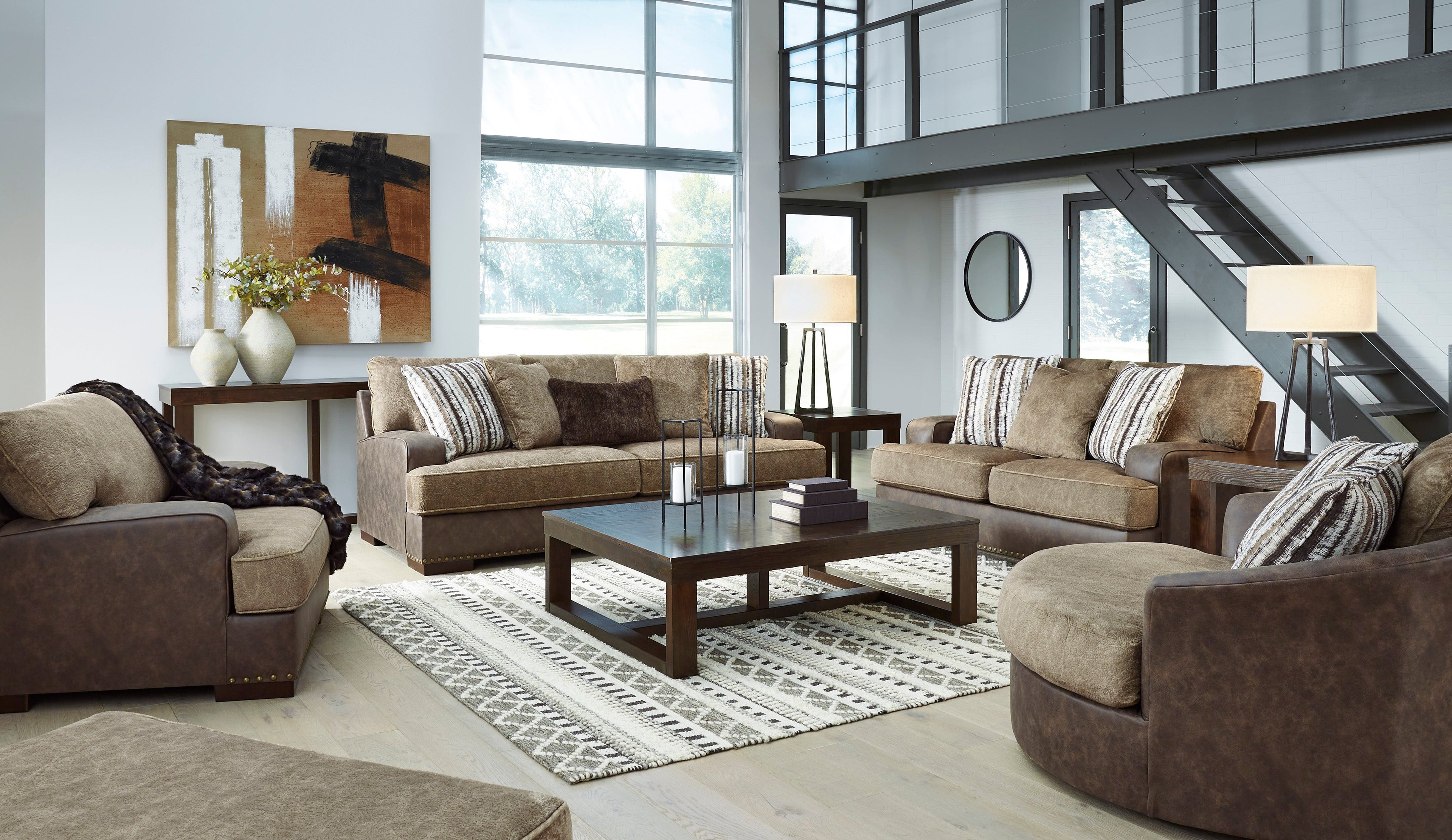 Alesbury Chocolate Living Room Set - SET | 1870438 | 1870435 - Bien Home Furniture &amp; Electronics