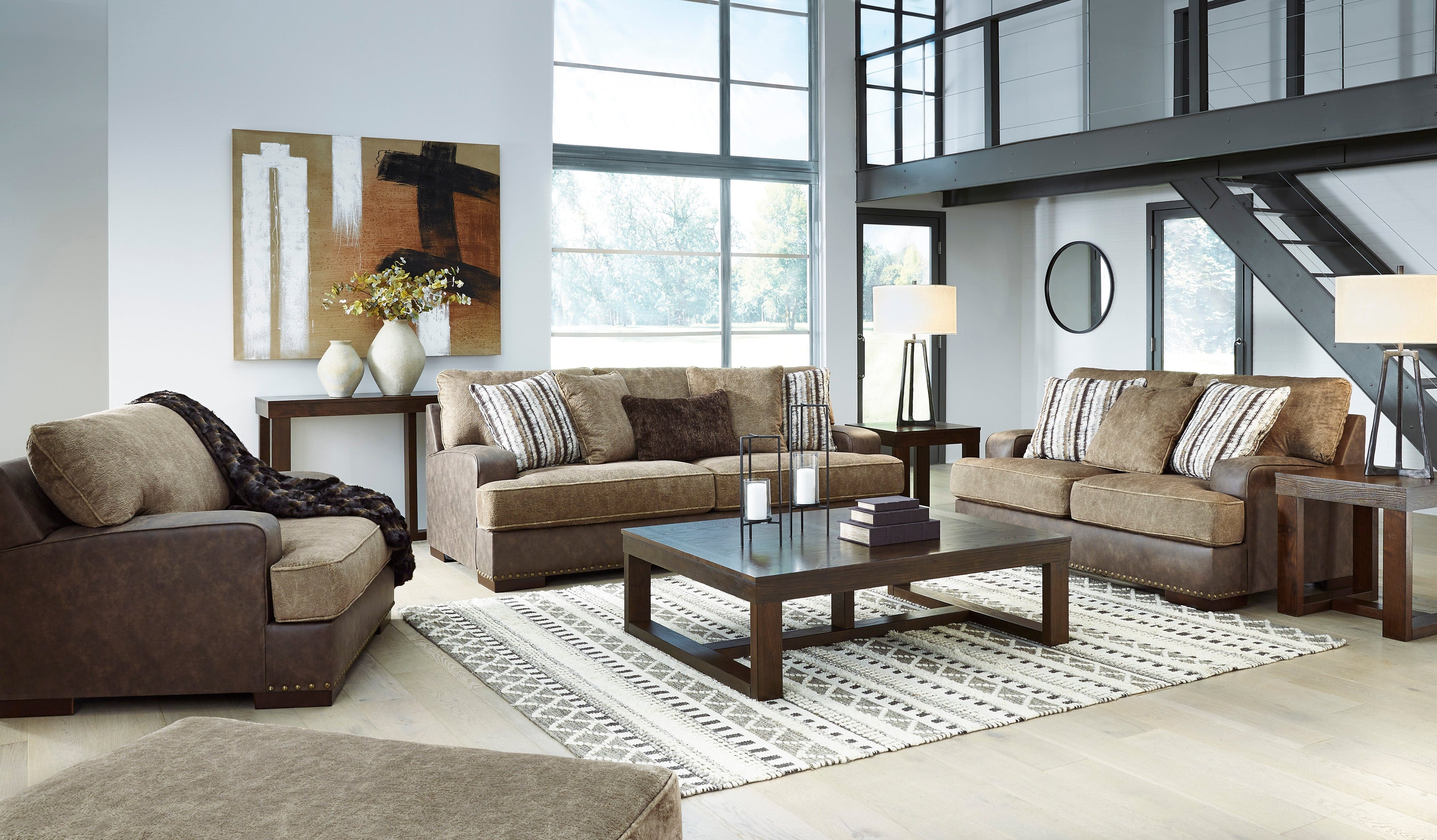Alesbury Chocolate Living Room Set - SET | 1870438 | 1870435 - Bien Home Furniture & Electronics