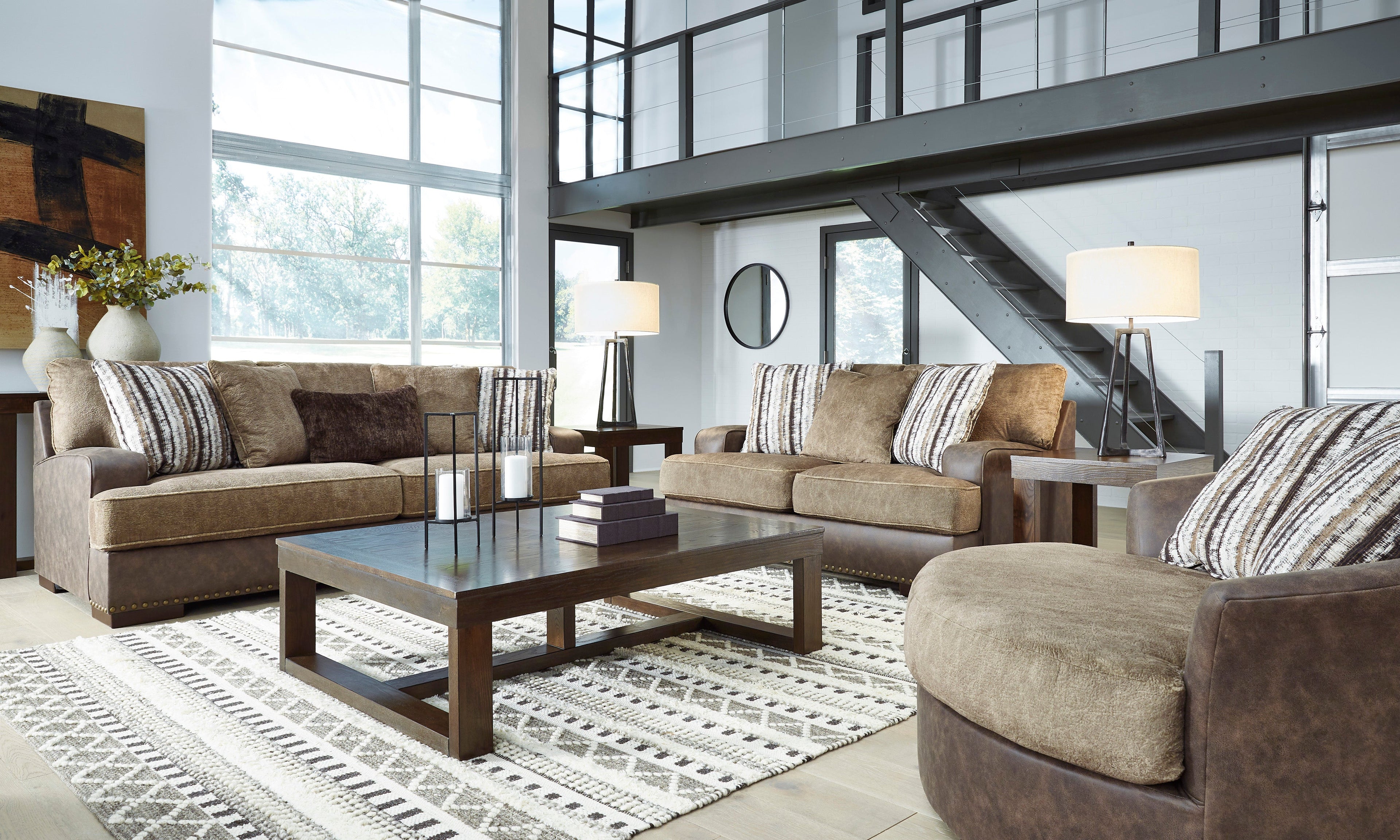 Alesbury Chocolate Living Room Set - SET | 1870438 | 1870435 - Bien Home Furniture & Electronics