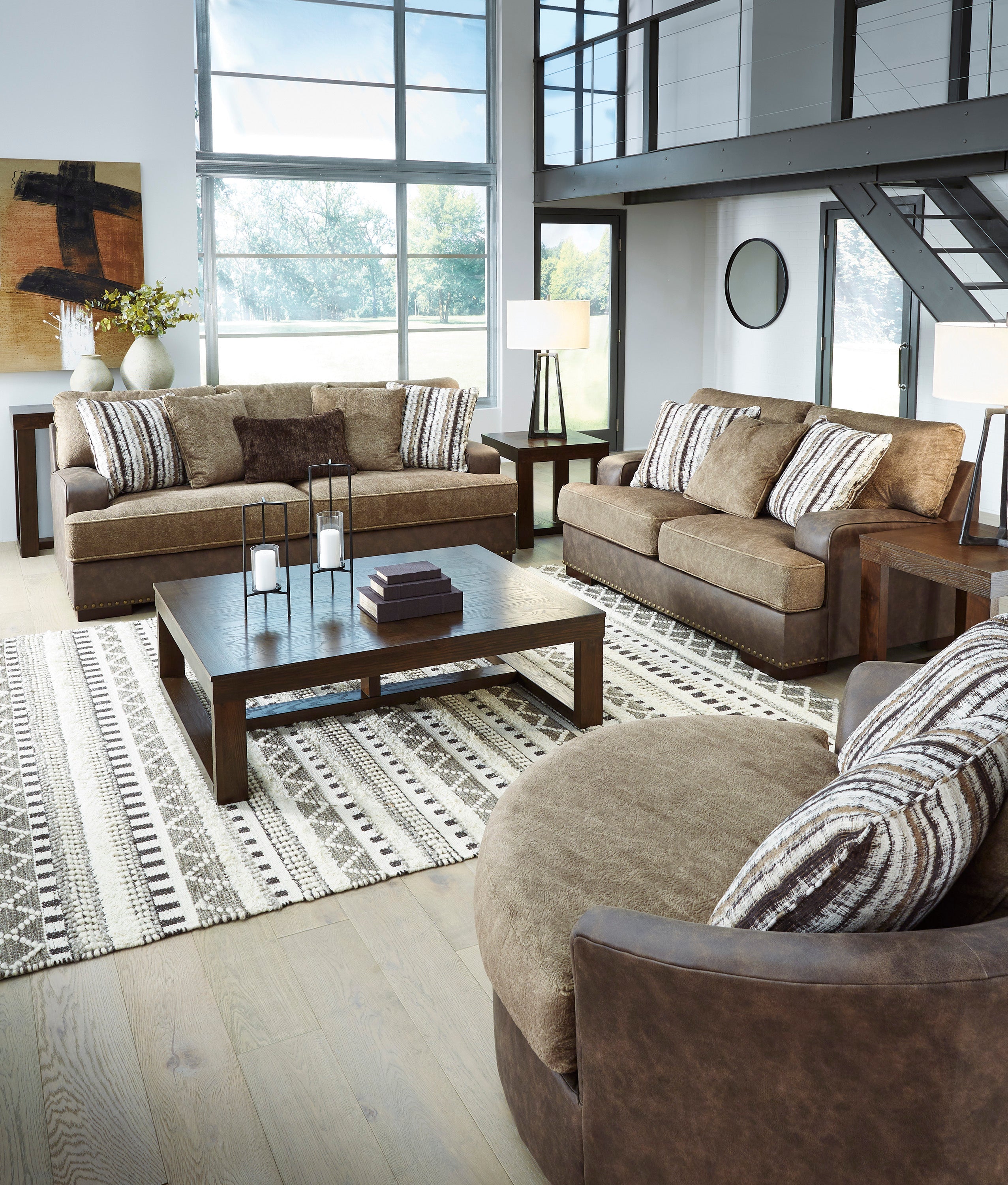 Alesbury Chocolate Living Room Set - SET | 1870438 | 1870435 - Bien Home Furniture & Electronics
