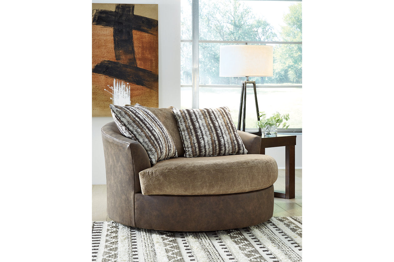Alesbury Chocolate Oversized Swivel Accent Chair - 1870421 - Bien Home Furniture & Electronics