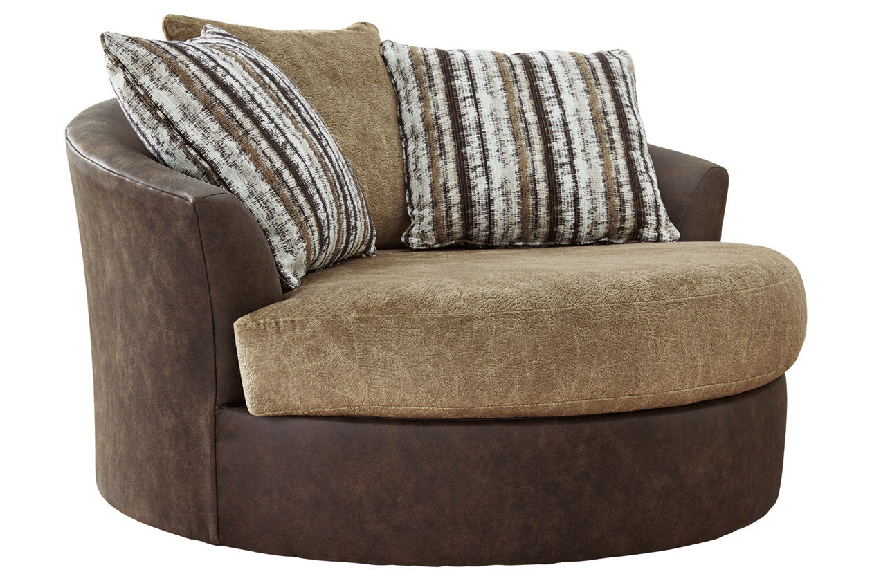 Alesbury Chocolate Oversized Swivel Accent Chair - 1870421 - Bien Home Furniture &amp; Electronics