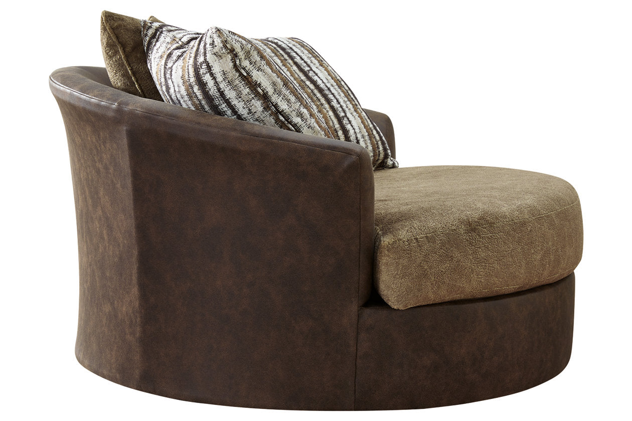 Alesbury Chocolate Oversized Swivel Accent Chair - 1870421 - Bien Home Furniture & Electronics