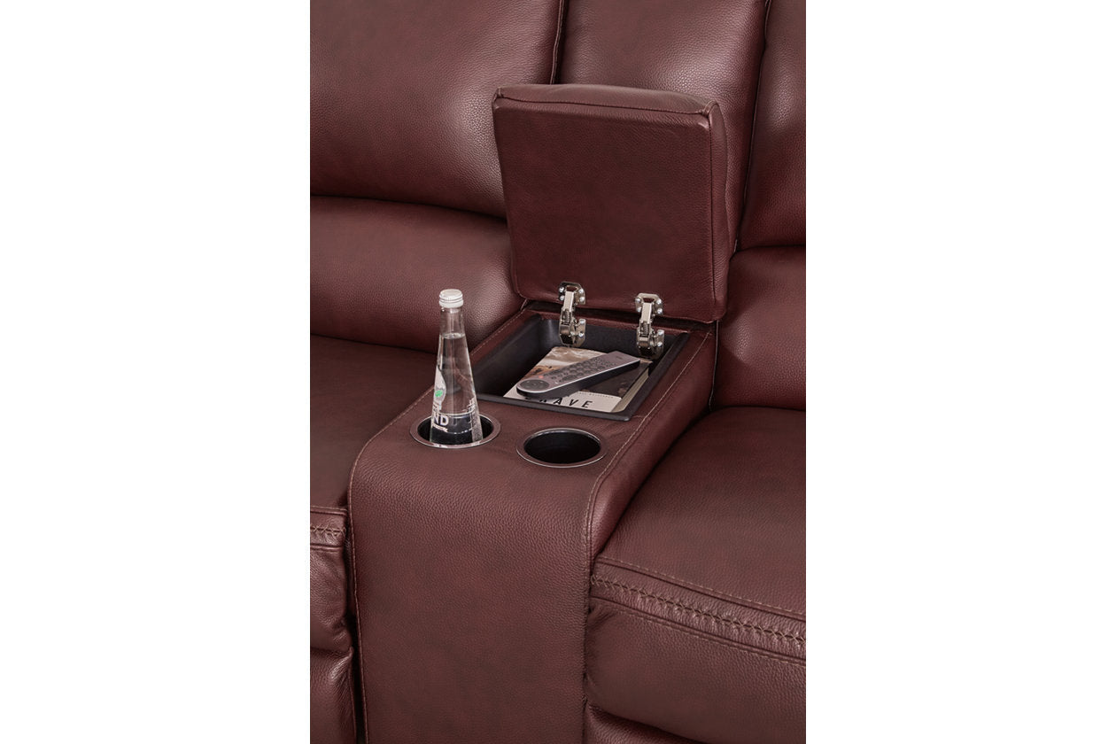 Alessandro Garnet Power Reclining Loveseat with Console - U2550118 - Bien Home Furniture & Electronics