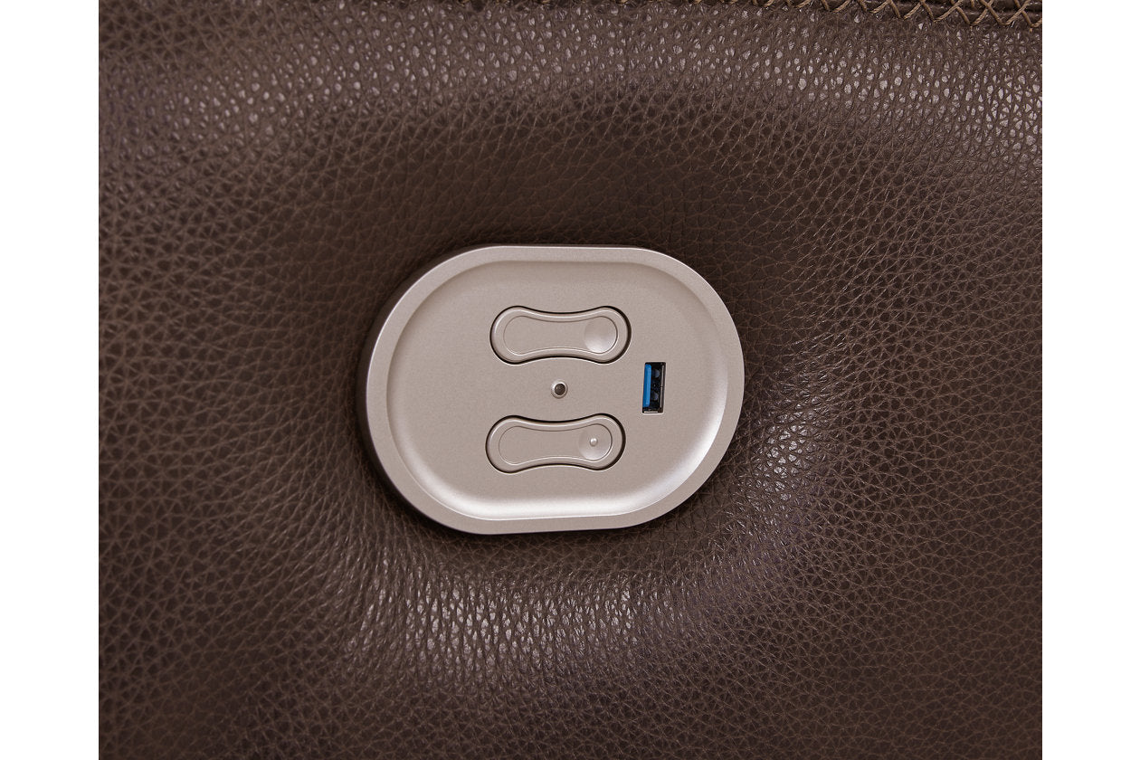 Alessandro Walnut Power Reclining Loveseat with Console - U2550218 - Bien Home Furniture & Electronics