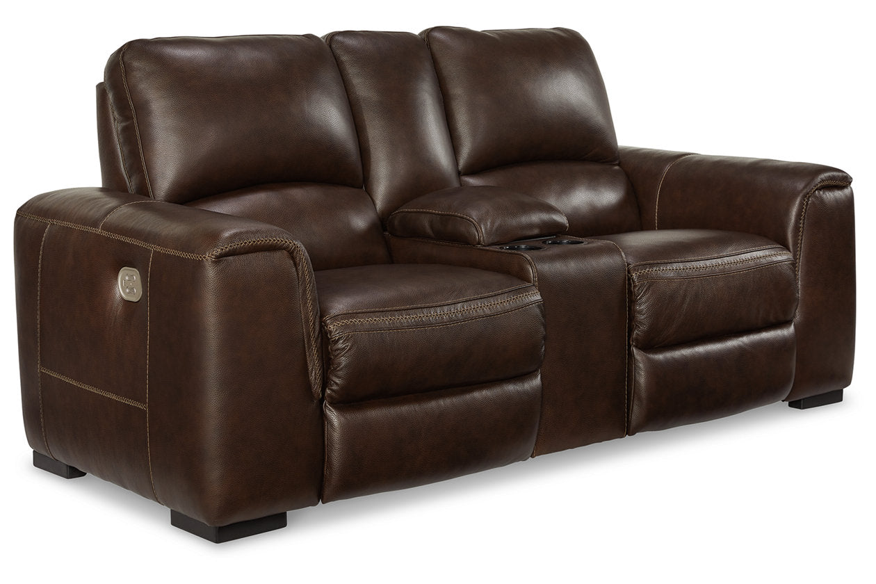 Alessandro Walnut Power Reclining Loveseat with Console - U2550218 - Bien Home Furniture & Electronics