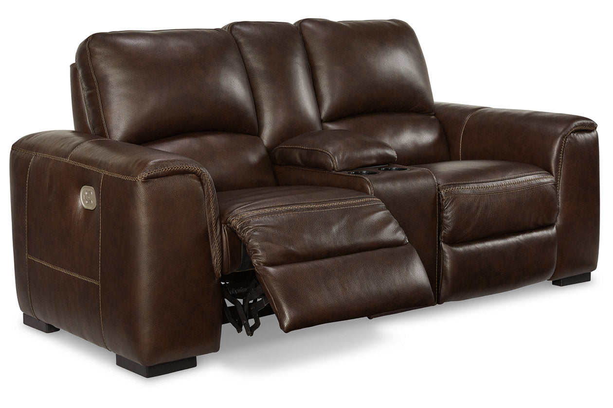 Alessandro Walnut Power Reclining Loveseat with Console - U2550218 - Bien Home Furniture & Electronics