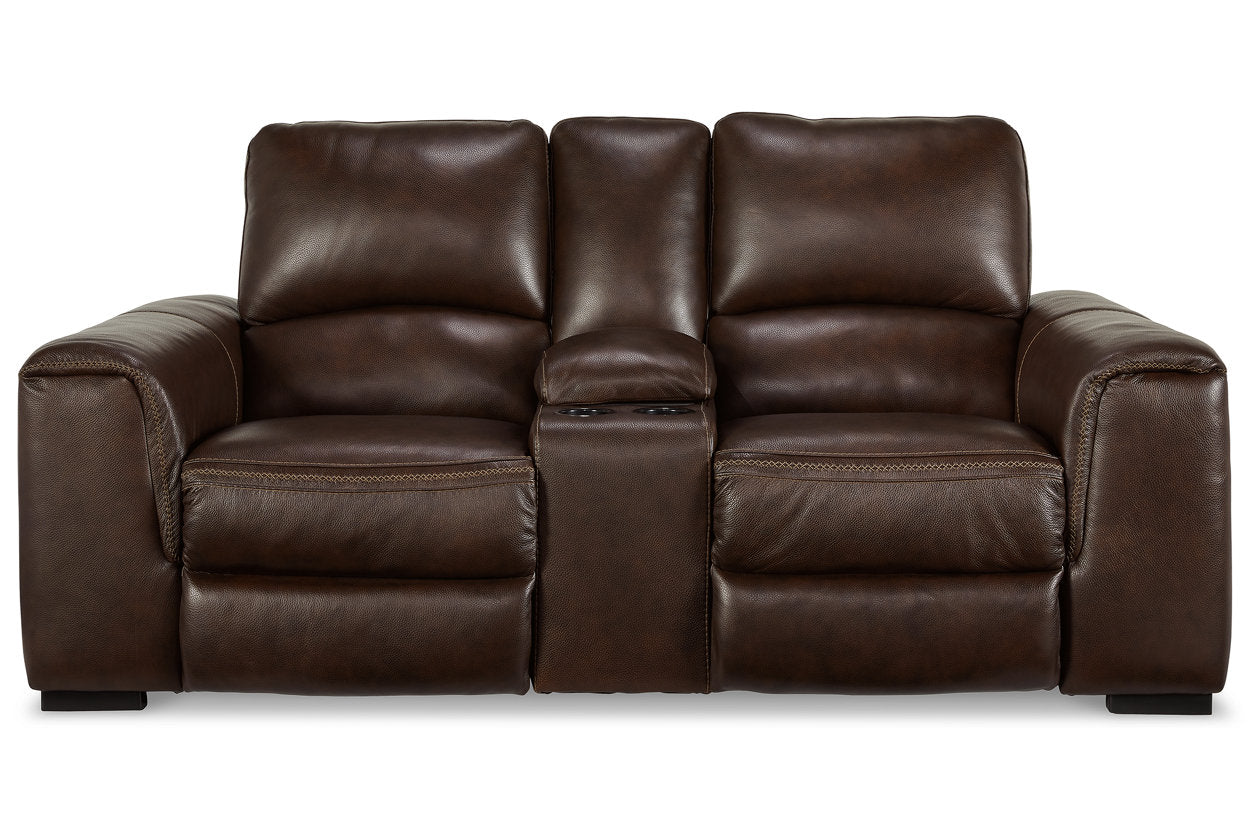 Alessandro Walnut Power Reclining Loveseat with Console - U2550218 - Bien Home Furniture & Electronics