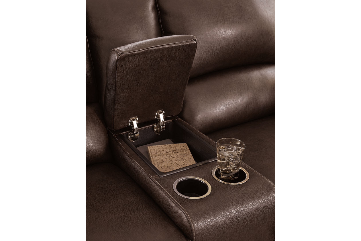 Alessandro Walnut Power Reclining Loveseat with Console - U2550218 - Bien Home Furniture & Electronics