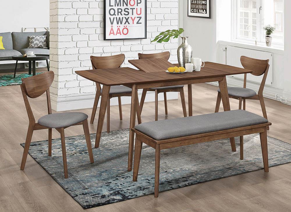Alfredo Gray/Natural Walnut Upholstered Dining Bench - 108083 - Bien Home Furniture & Electronics