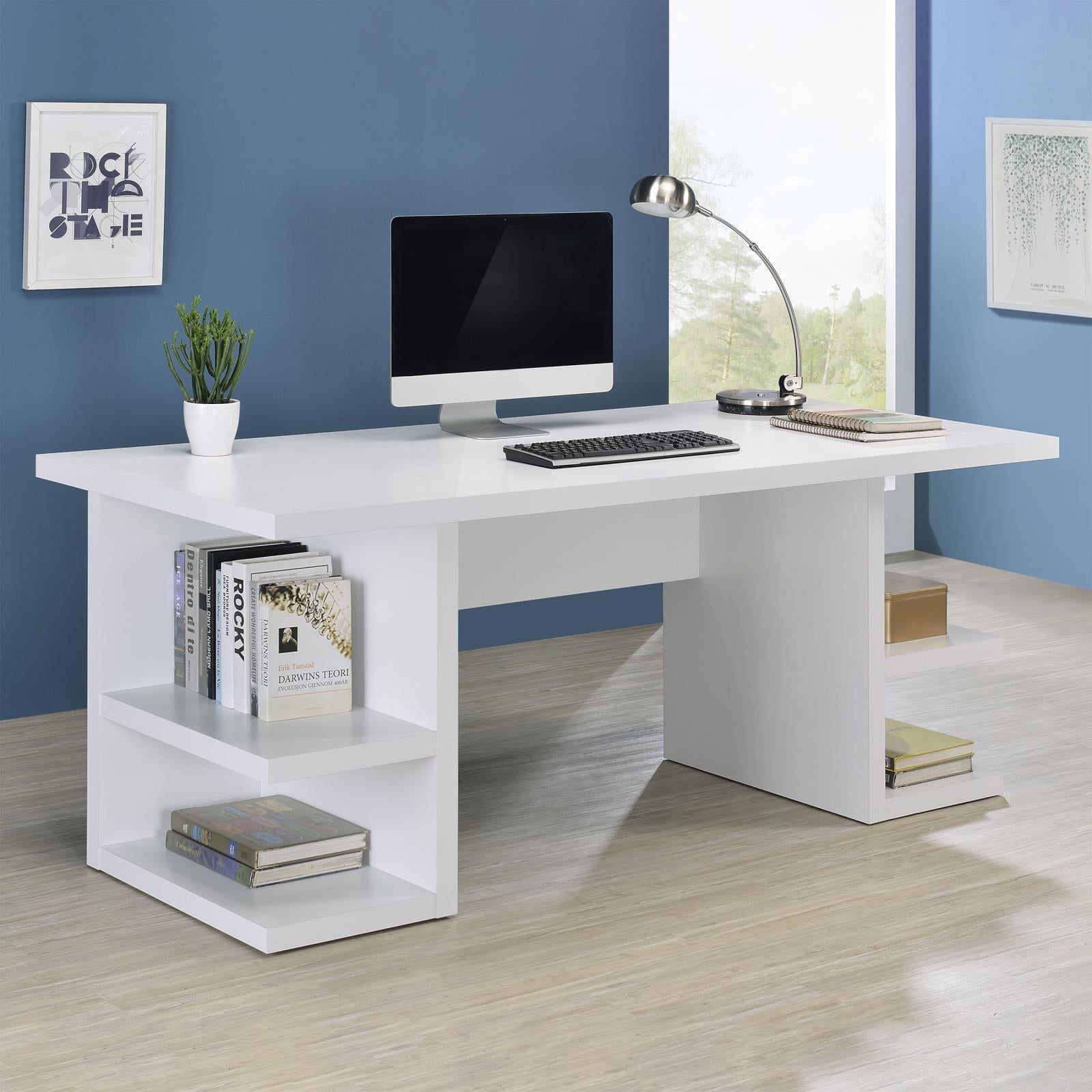 Alice White Writing Desk with Open Shelves - 801455 - Bien Home Furniture &amp; Electronics
