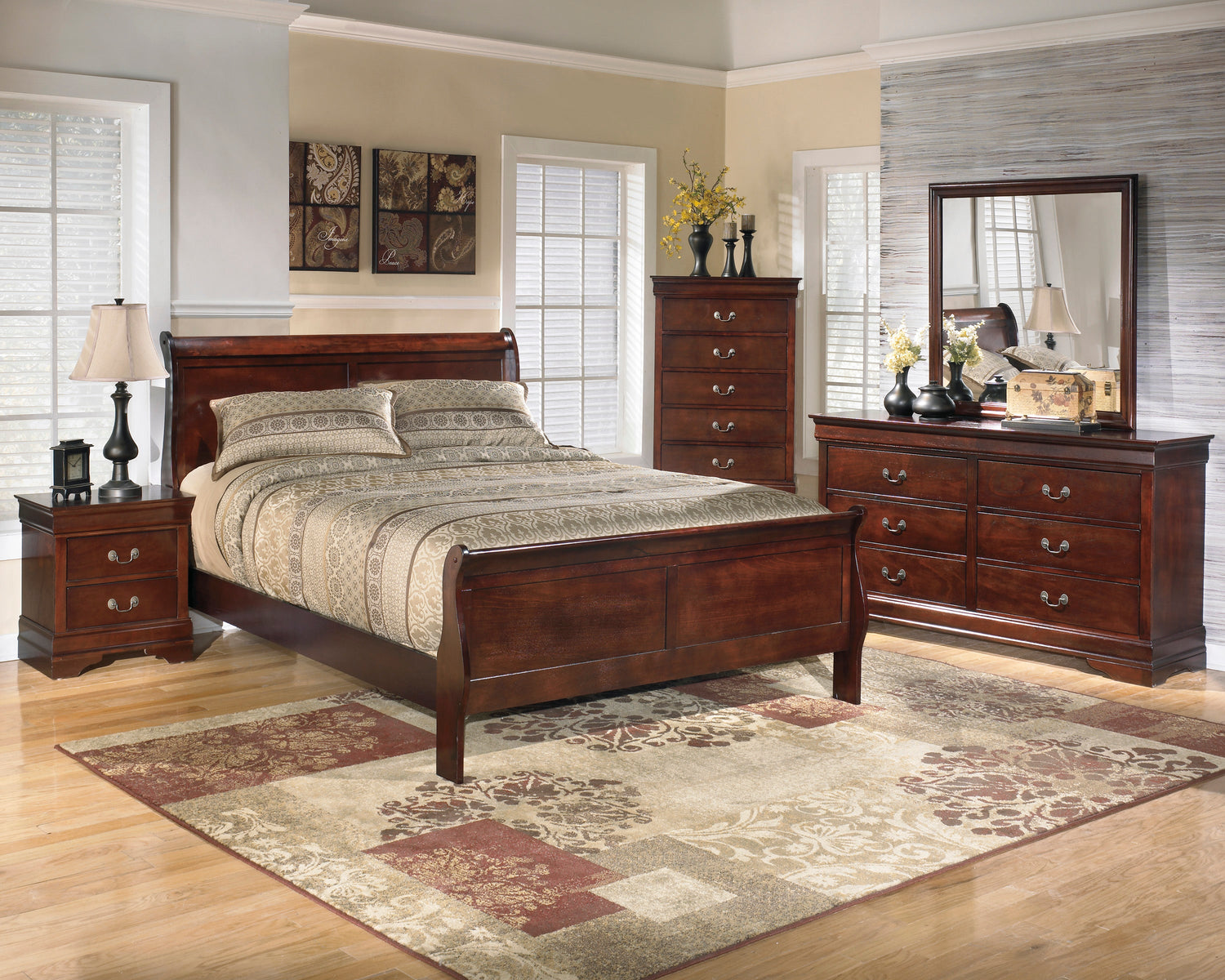Alisdair Dark Brown Sleigh Bedroom Set - SET | B376-82 | B376-97 | B376-31 | B376-36 | B376-92 | B376-46 - Bien Home Furniture & Electronics
