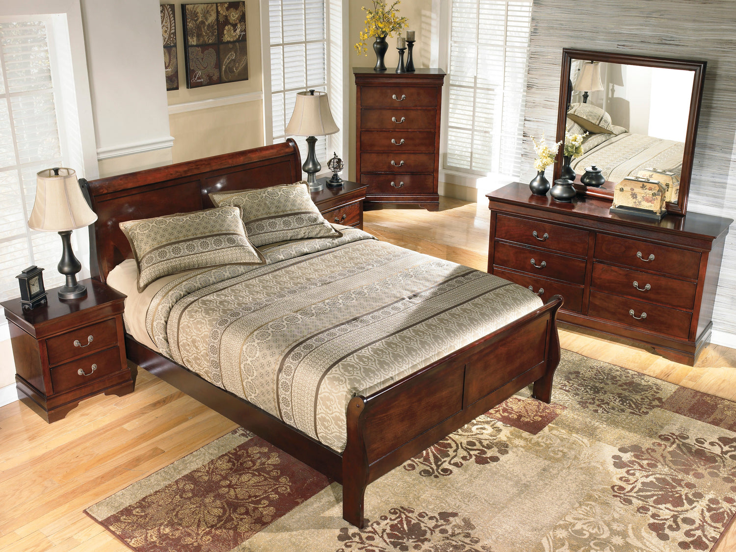 Alisdair Dark Brown Sleigh Bedroom Set - SET | B376-82 | B376-97 | B376-31 | B376-36 | B376-92 | B376-46 - Bien Home Furniture & Electronics