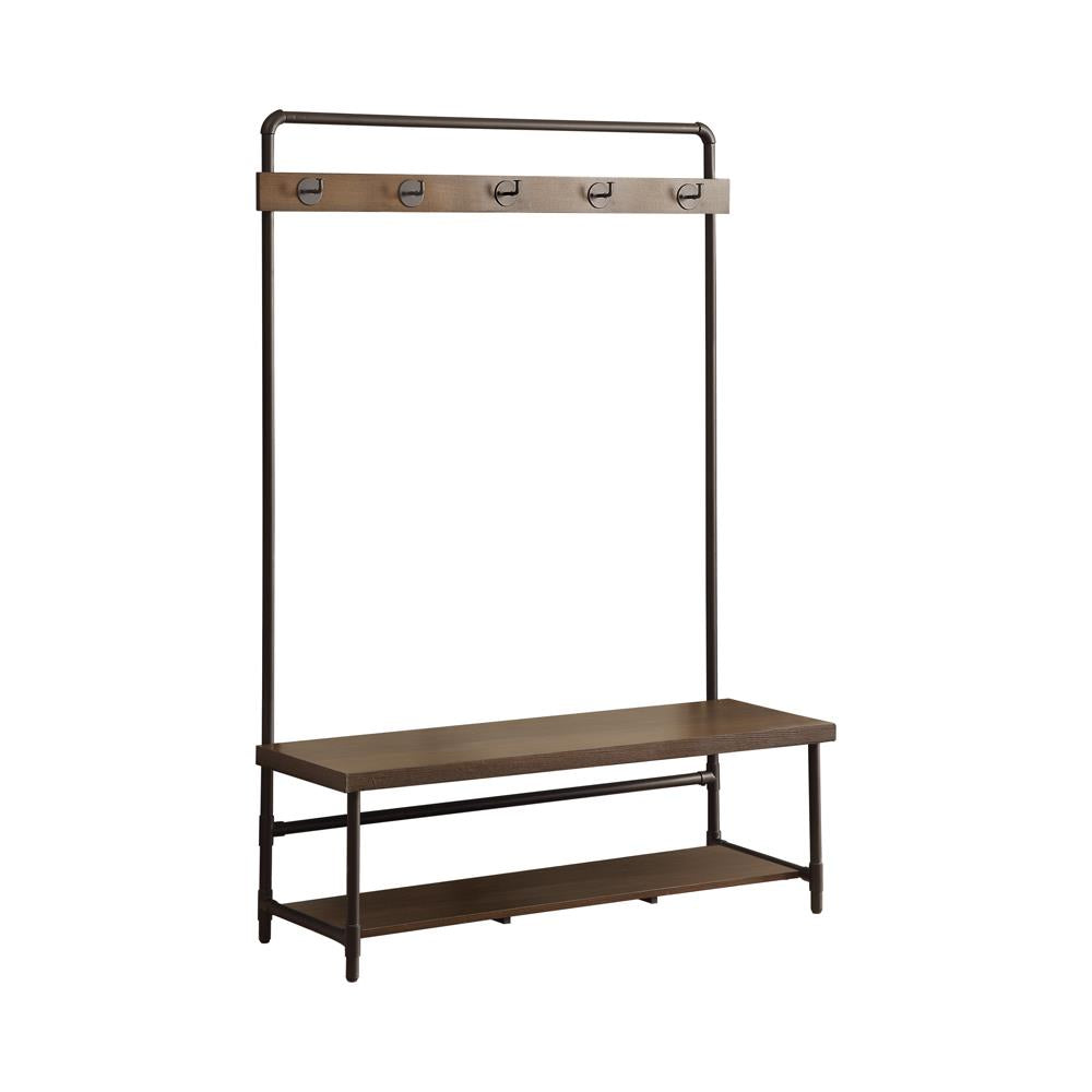 Alise Chestnut/Dark Bronze Hall Tree with 5 Coat Hooks - 902921 - Bien Home Furniture & Electronics
