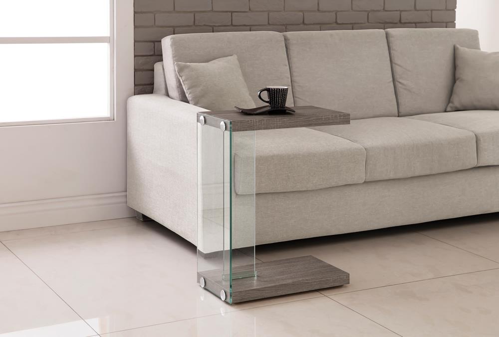 Alison Weathered Gray/Clear Accent Table - 902916 - Bien Home Furniture & Electronics