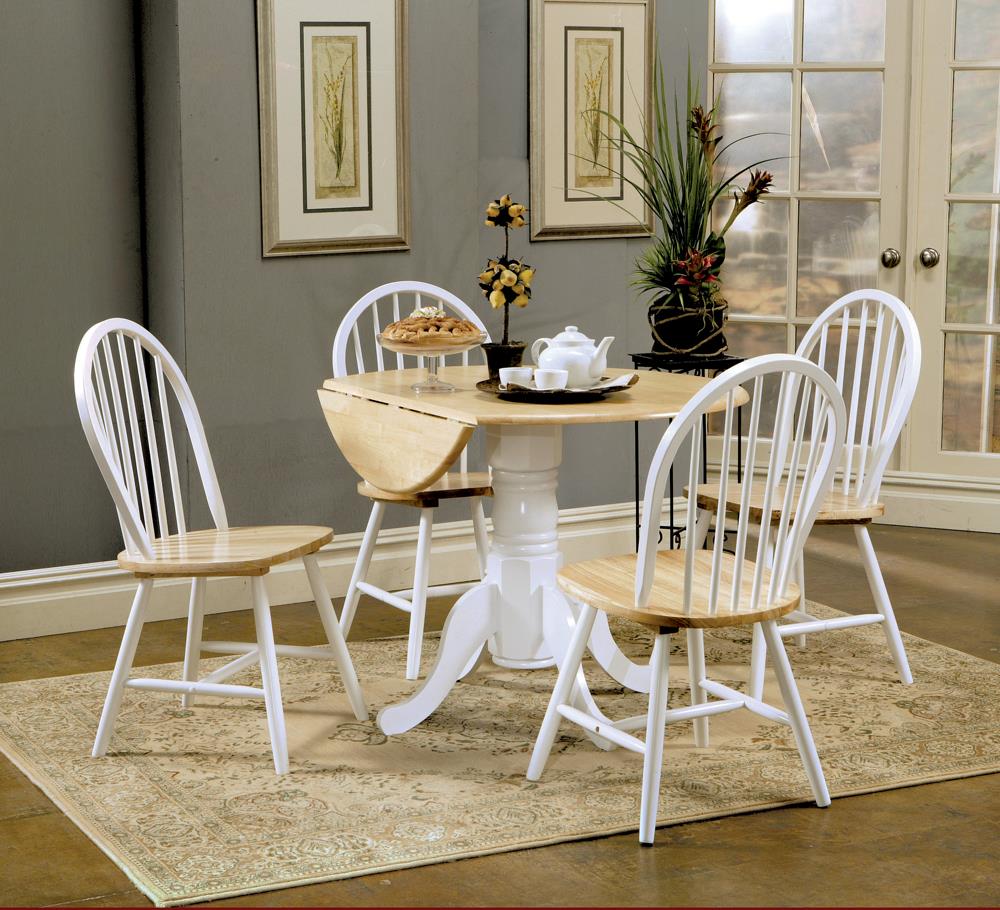 Allison Natural Brown/White Drop Leaf Round Dining Table - 4241 - Bien Home Furniture & Electronics