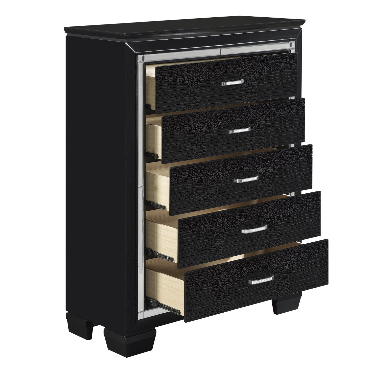 Allura Black LED Upholstered Panel Bedroom Set - SET | 1916KBK-1 | 1916KBK-2 | 1916KBK-3EK | 1916BK-4 | 1916BK-9 - Bien Home Furniture & Electronics