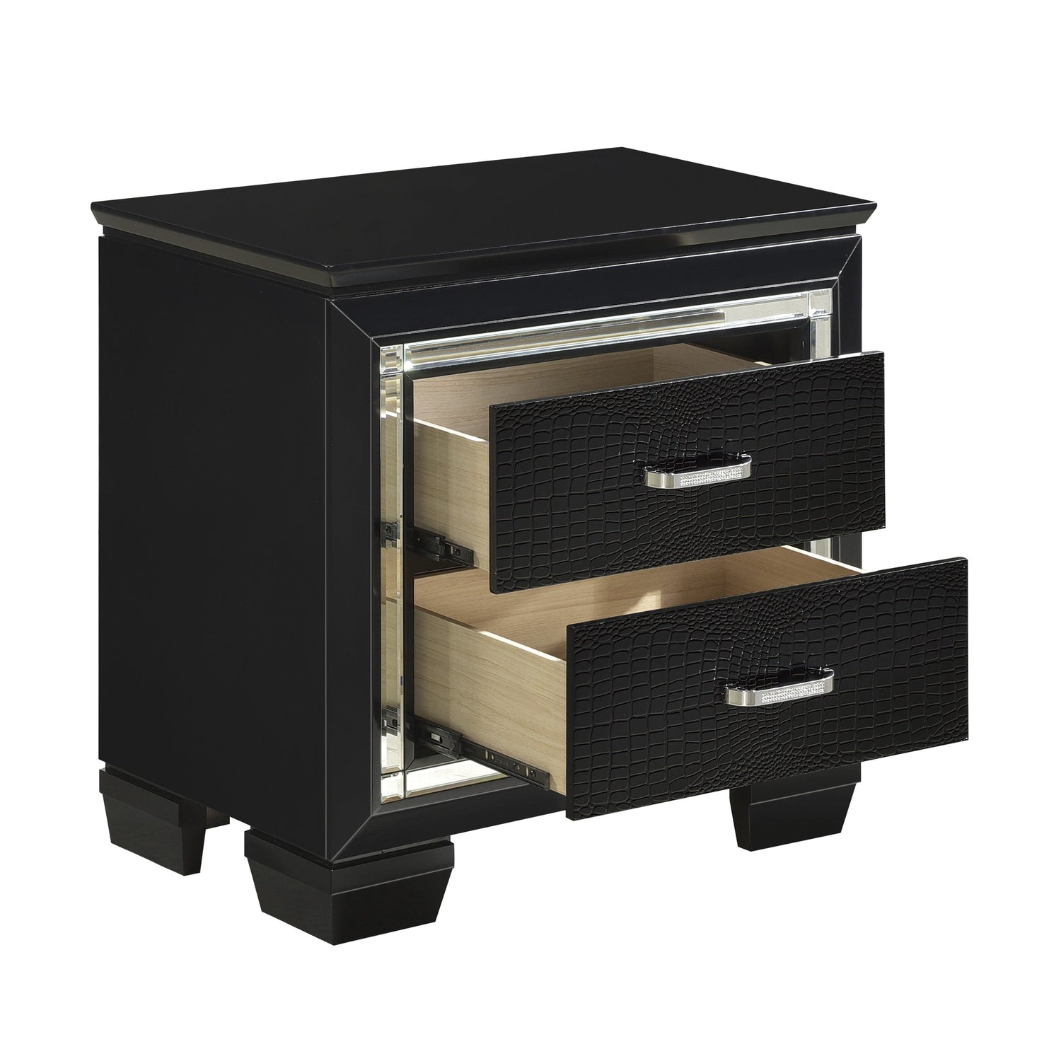Allura Black LED Upholstered Panel Bedroom Set - SET | 1916KBK-1 | 1916KBK-2 | 1916KBK-3EK | 1916BK-4 | 1916BK-9 - Bien Home Furniture & Electronics