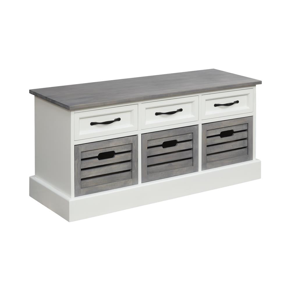 Alma 3-drawer Storage Bench White and Weathered Gray - 501196 - Bien Home Furniture &amp; Electronics