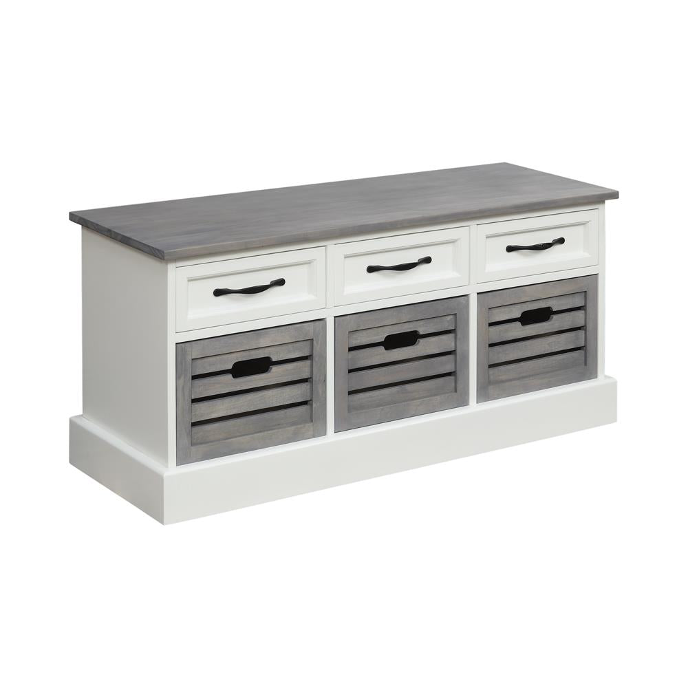 Alma 3-drawer Storage Bench White and Weathered Gray - 501196 - Bien Home Furniture & Electronics