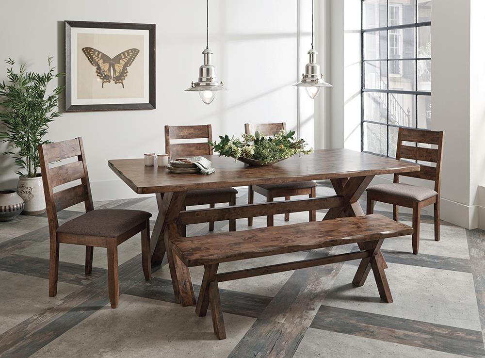 Alston Knotty Nutmeg X-Shaped Dining Bench - 106383 - Bien Home Furniture & Electronics