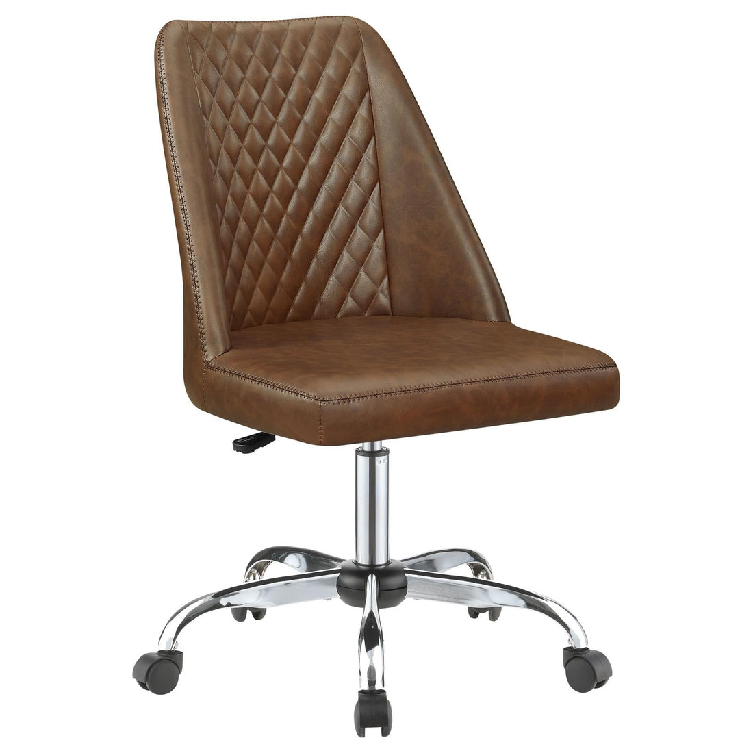 Althea Brown/Chrome Upholstered Tufted Back Office Chair - 881197 - Bien Home Furniture &amp; Electronics
