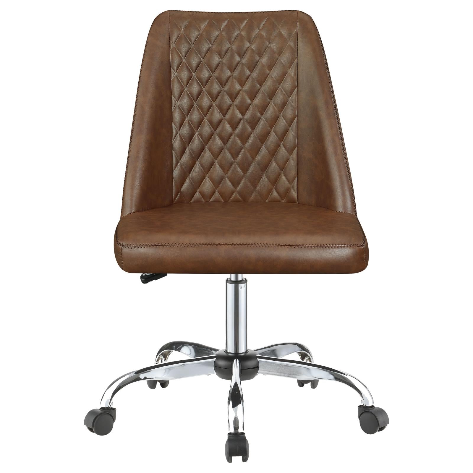 Althea Brown/Chrome Upholstered Tufted Back Office Chair - 881197 - Bien Home Furniture &amp; Electronics