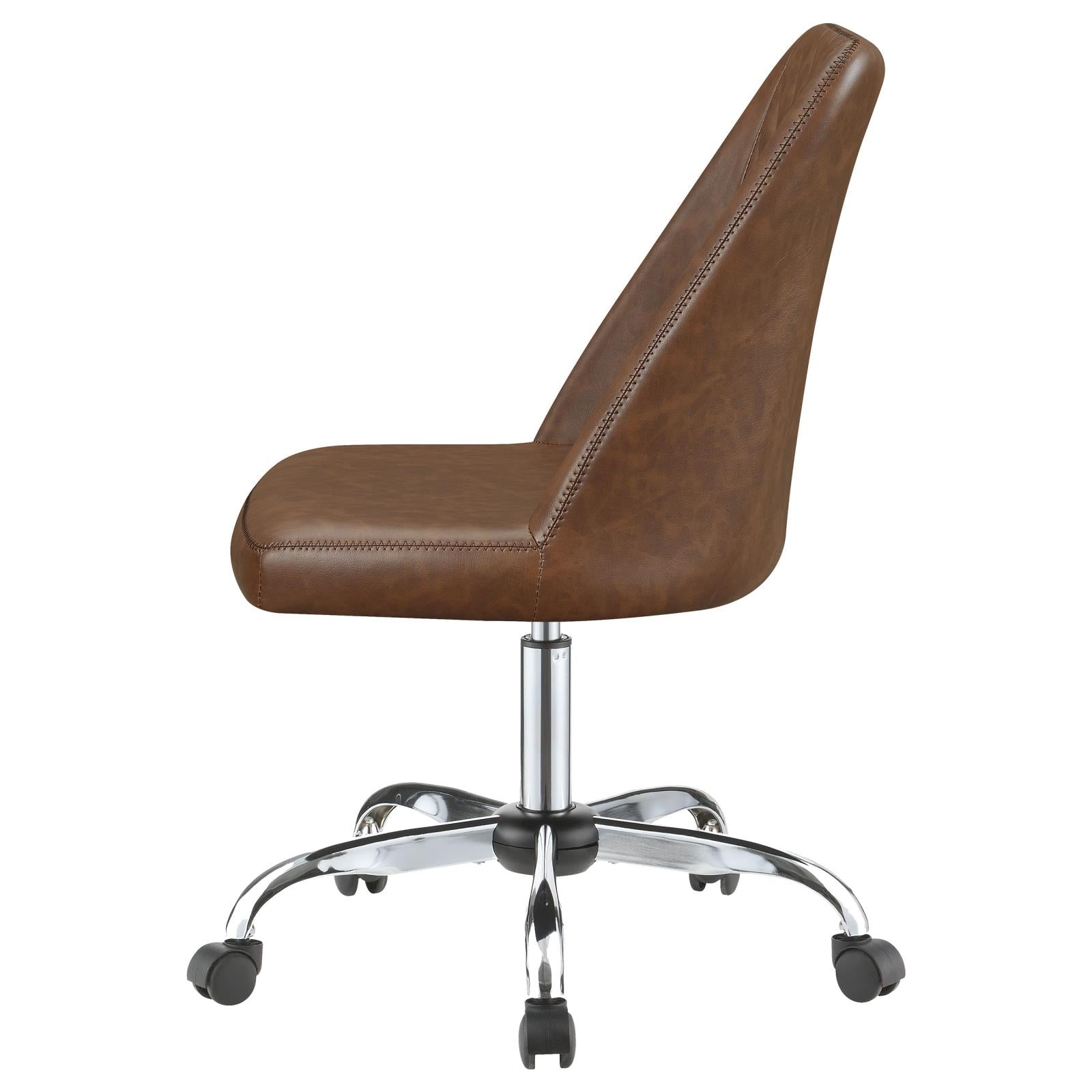 Althea Brown/Chrome Upholstered Tufted Back Office Chair - 881197 - Bien Home Furniture & Electronics