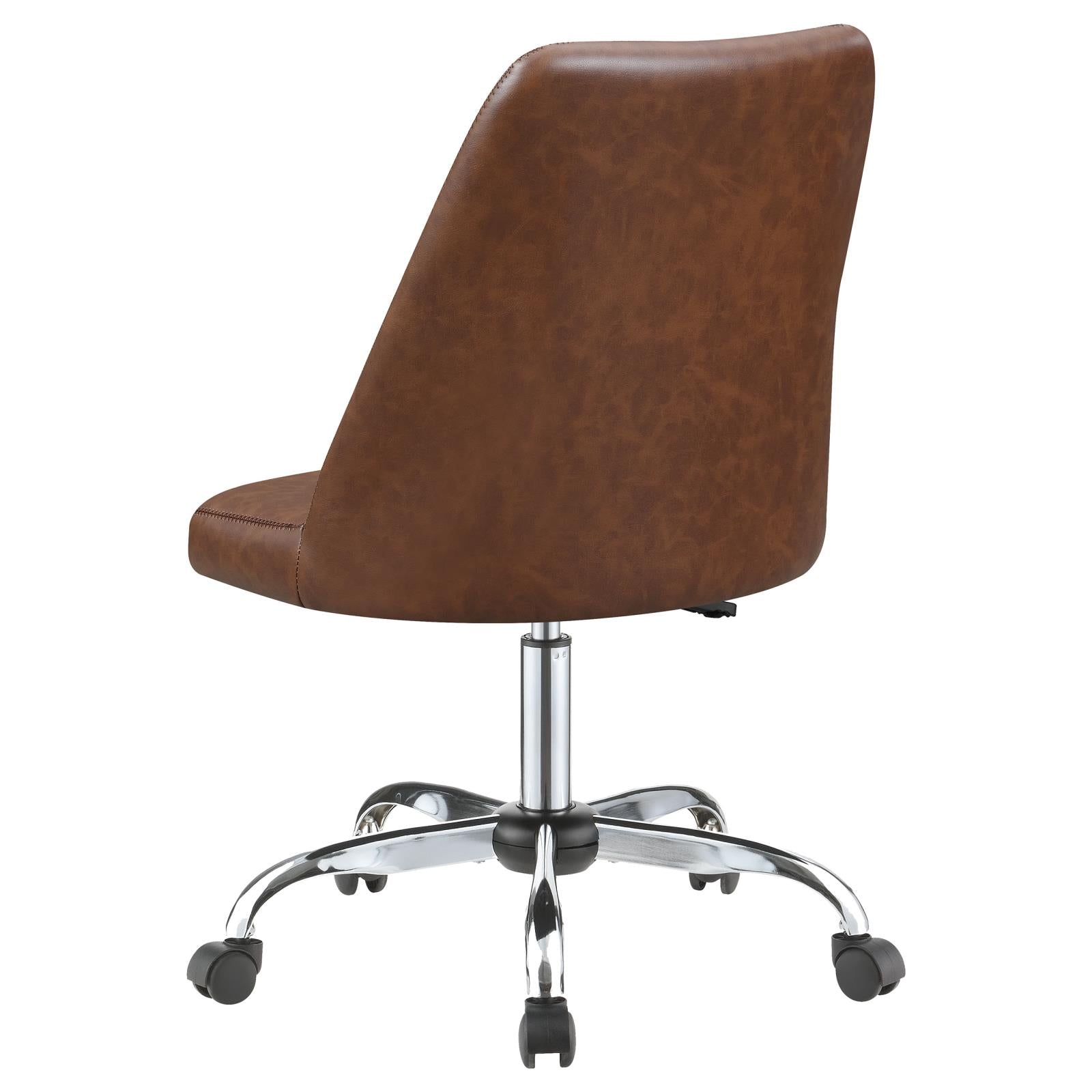Althea Brown/Chrome Upholstered Tufted Back Office Chair - 881197 - Bien Home Furniture & Electronics