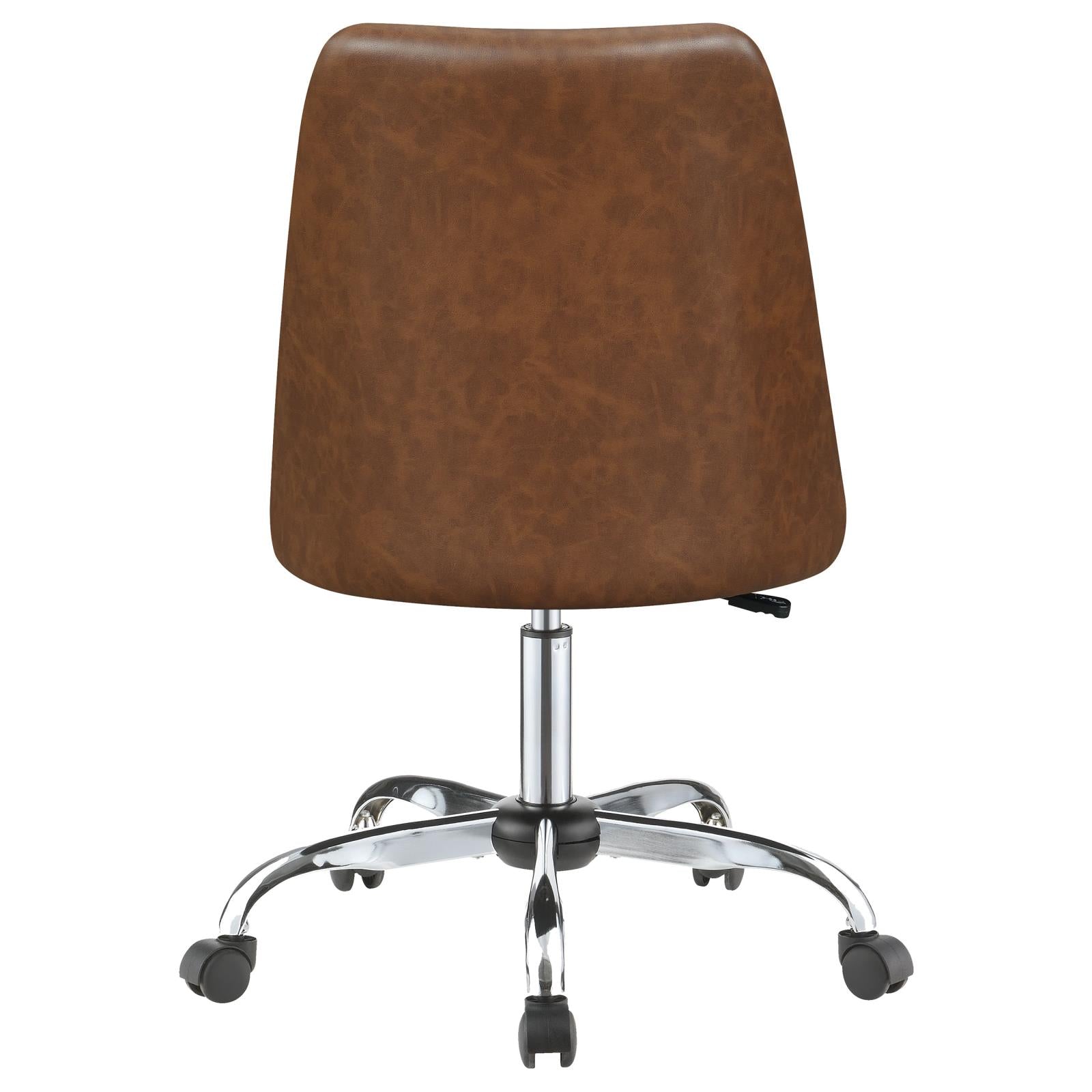 Althea Brown/Chrome Upholstered Tufted Back Office Chair - 881197 - Bien Home Furniture & Electronics