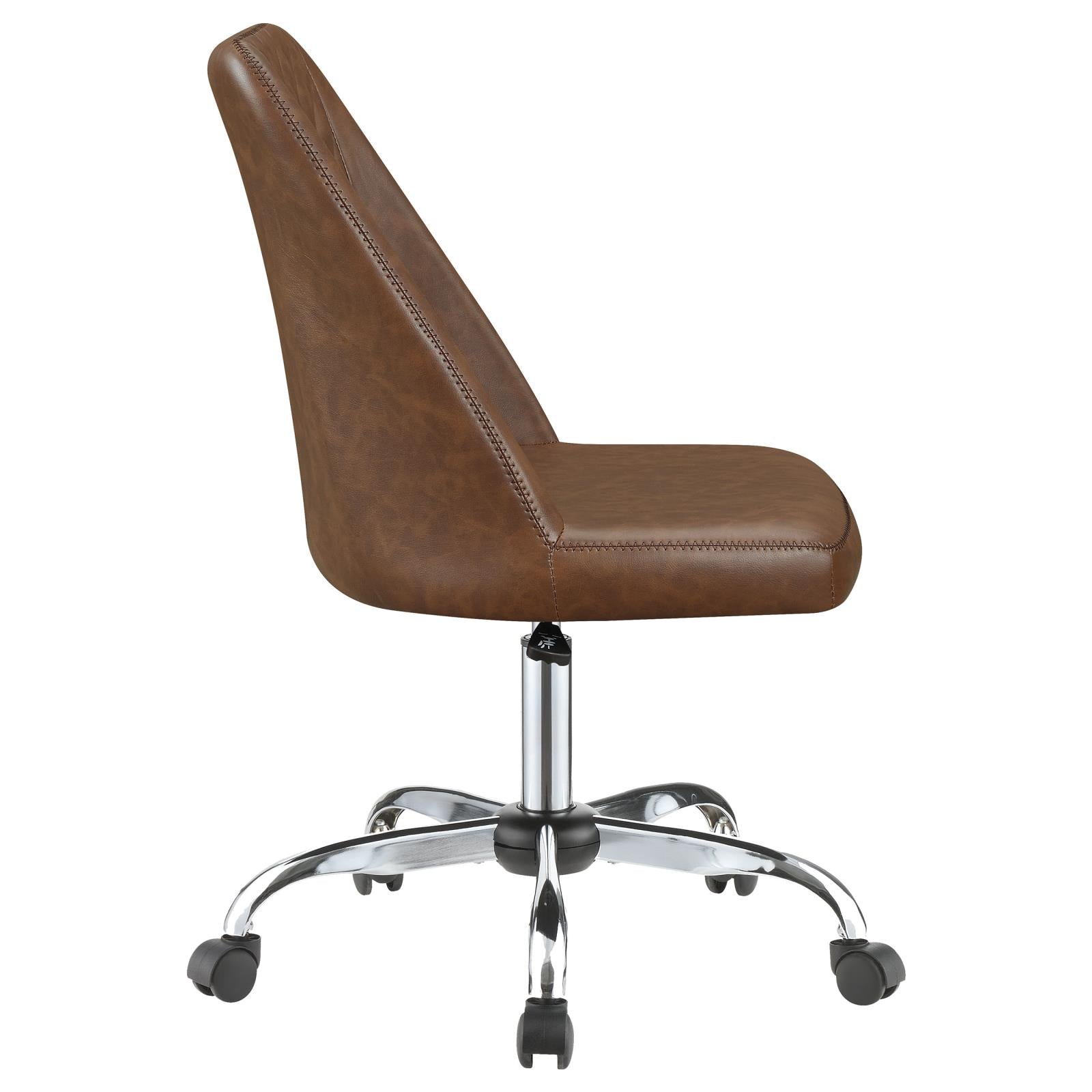 Althea Brown/Chrome Upholstered Tufted Back Office Chair - 881197 - Bien Home Furniture & Electronics