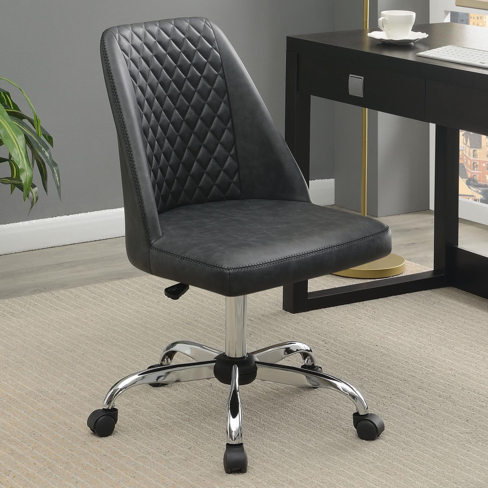 Althea Gray/Chrome Upholstered Tufted Back Office Chair - 881196 - Bien Home Furniture &amp; Electronics