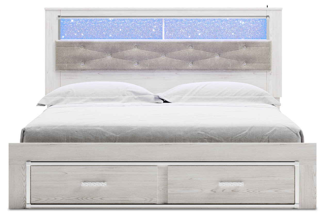 Altyra White King Upholstered Bookcase Bed with Storage - SET | B100-14 | B2640-56S | B2640-69 | B2640-95 - Bien Home Furniture &amp; Electronics
