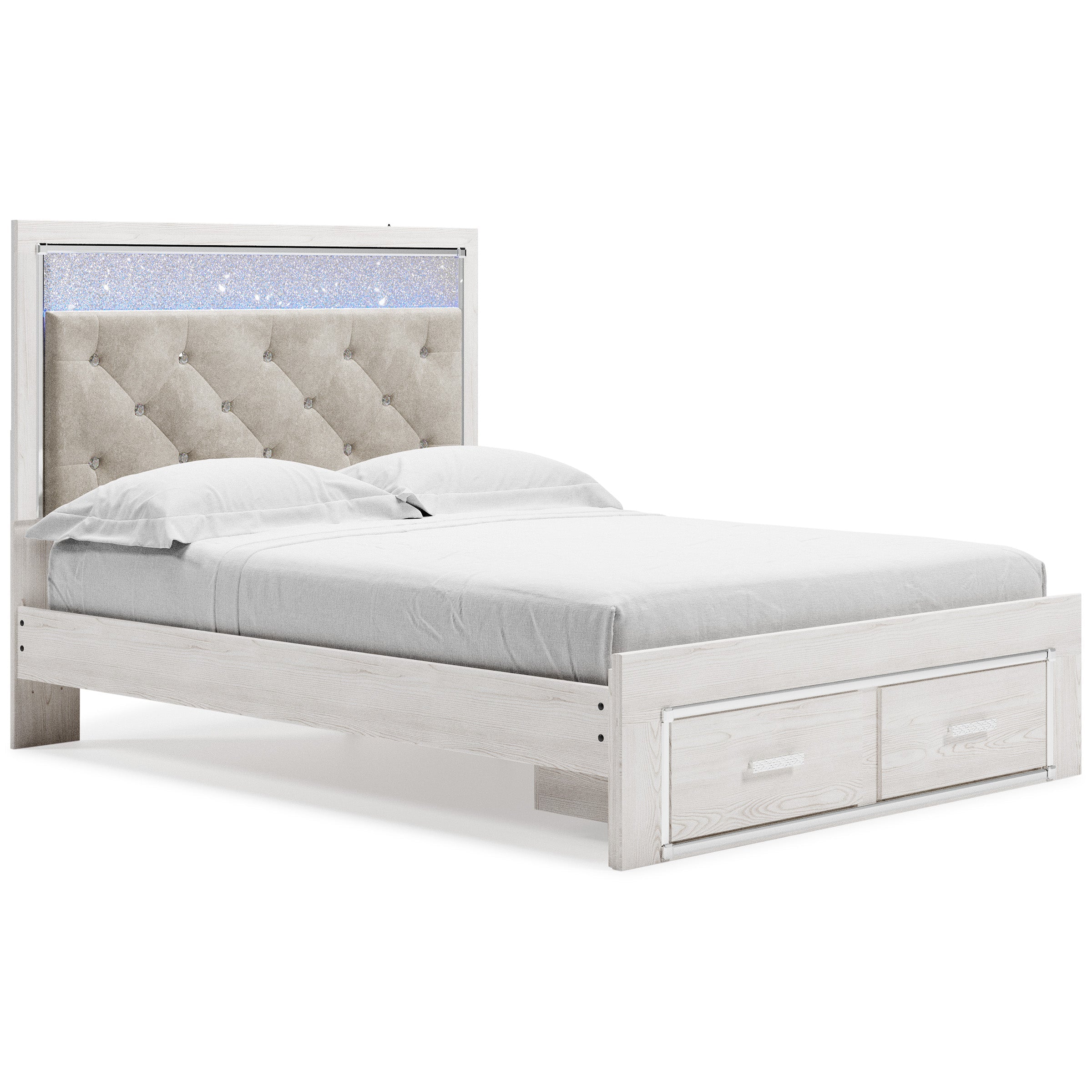 Altyra White LED Upholstered Footboard Storage Platform Bedroom Set - SET | B2640-56S | B2640-58 | B2640-95 | B2640-92 | B2640-46 | B100-14 - Bien Home Furniture &amp; Electronics