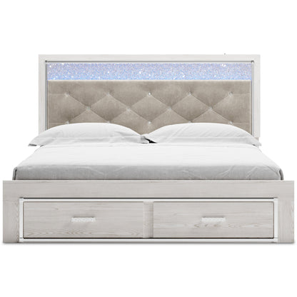 Altyra White LED Upholstered Footboard Storage Platform Bedroom Set - SET | B2640-56S | B2640-58 | B2640-95 | B2640-92 | B2640-46 | B100-14 - Bien Home Furniture &amp; Electronics