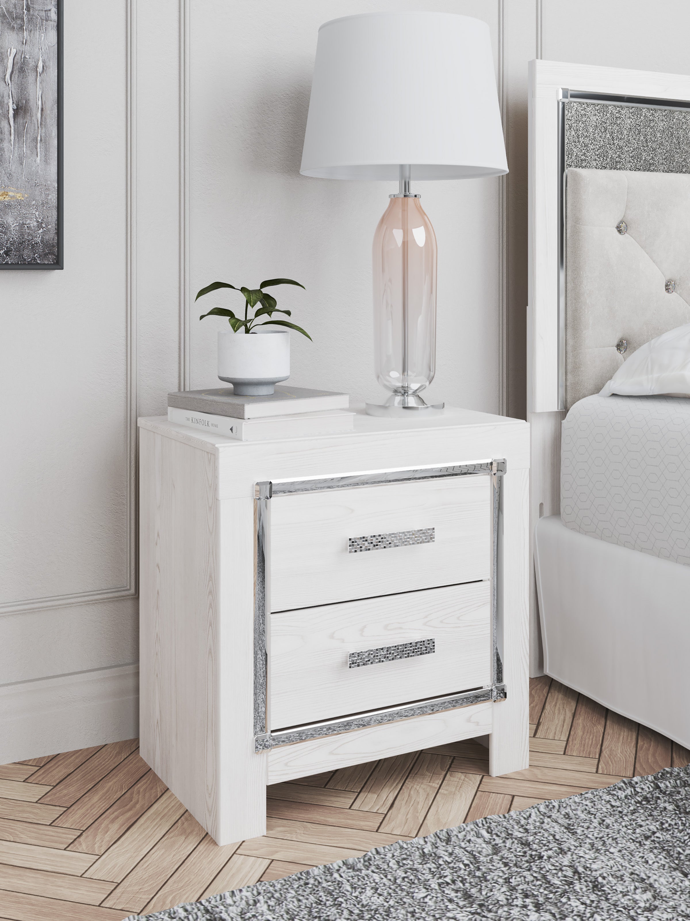 Altyra White LED Upholstered Panel Bedroom Set - SET | B2640-54 | B2640-57 | B2640-96 | B2640-31 | B2640-36 - Bien Home Furniture & Electronics