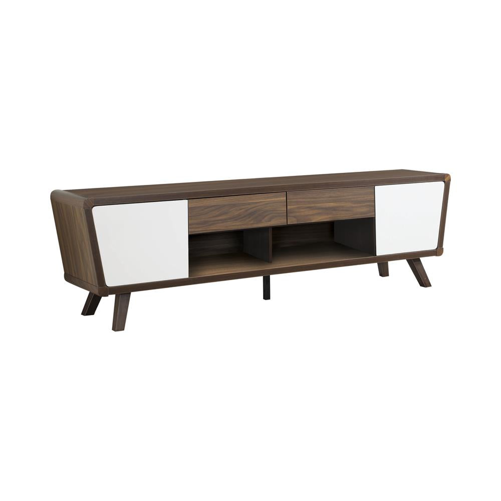Alvin 2-Drawer TV Console Dark Walnut/Glossy White - 700793 - Bien Home Furniture & Electronics