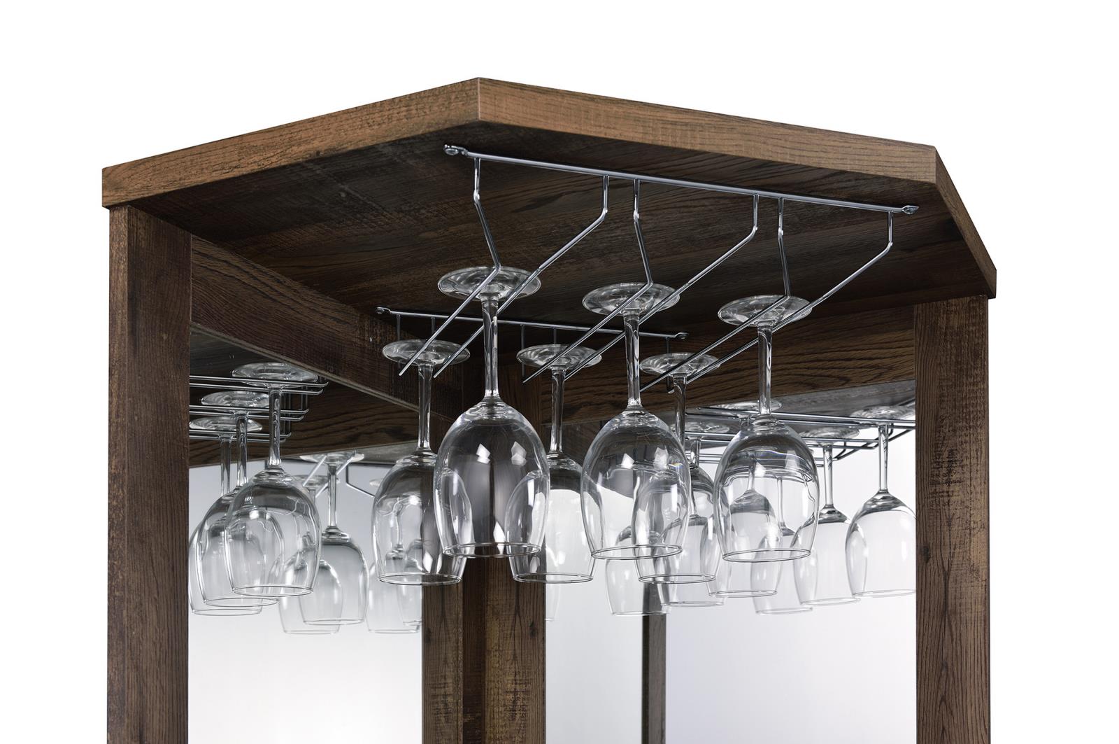 Alviso Rustic Oak Corner Bar Cabinet with Stemware Rack - 182303 - Bien Home Furniture & Electronics