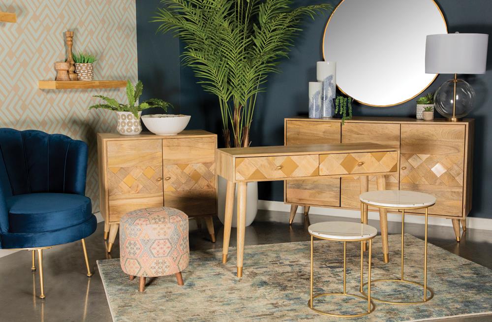 Alyssum Natural Checkered Pattern 3-Door Accent Cabinet - 953460 - Bien Home Furniture & Electronics