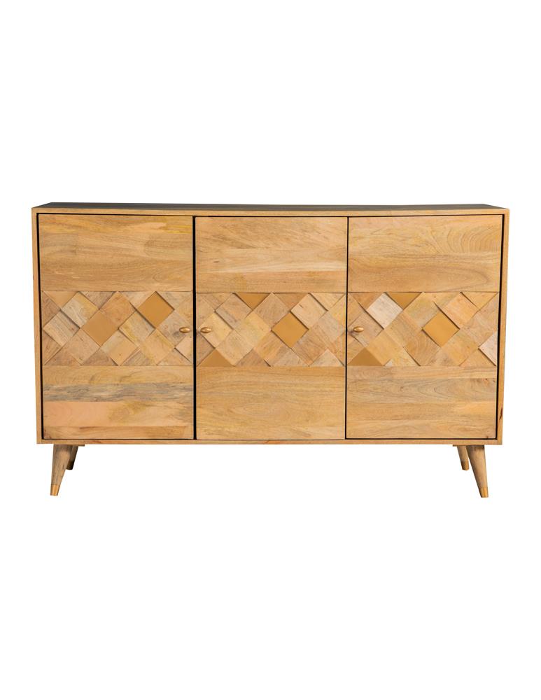 Alyssum Natural Checkered Pattern 3-Door Accent Cabinet - 953460 - Bien Home Furniture & Electronics