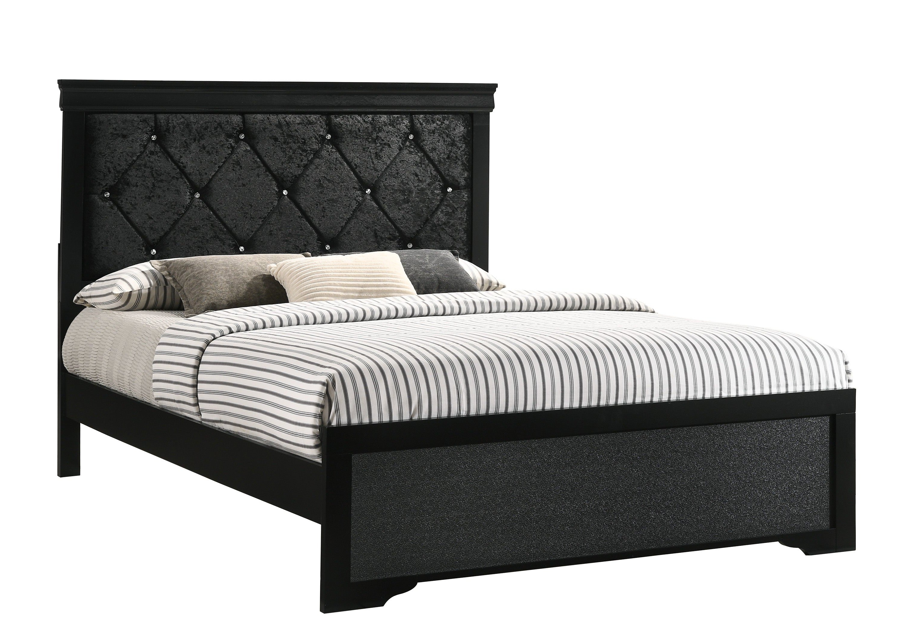 Amalia Black King Panel Bed - SET | B6918-K-HBFB | B6918-KQ-RAIL - Bien Home Furniture &amp; Electronics