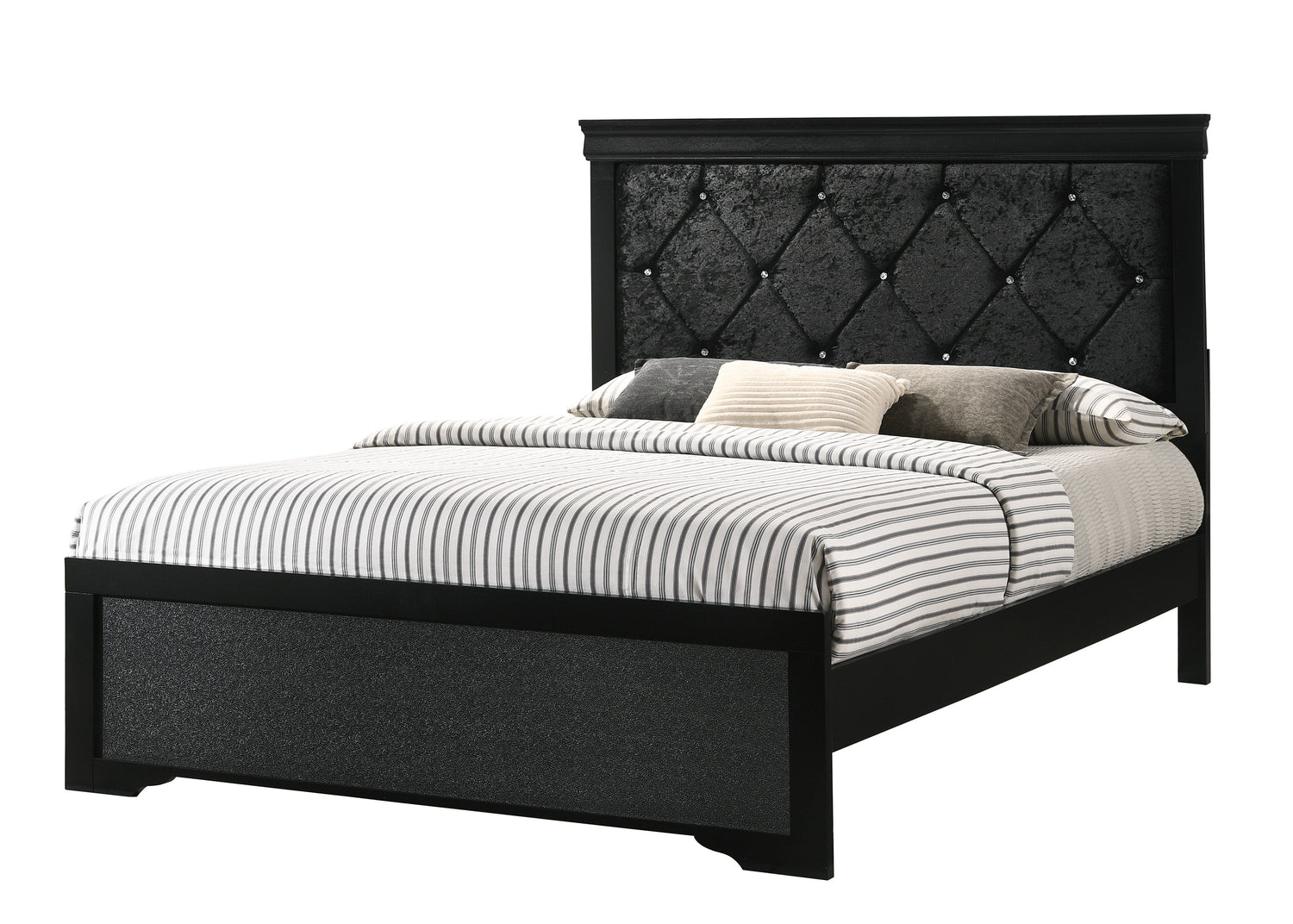 Amalia Black Upholstered Panel Bedroom Set - SET | B6918-K-HBFB | B6918-KQ-RAIL | B6918-1 | B6918-11 - Bien Home Furniture & Electronics