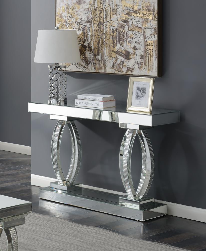 Amalia Rectangular Sofa Table with Shelf Clear Mirror - 722519 - Bien Home Furniture &amp; Electronics
